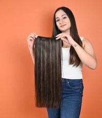 Back Weft Dark Brown with Caramel Highlights 200gms