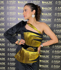 Dark Brown Curly Scrunchie with Caramel Highlights