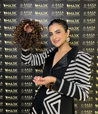 Dark Brown Curly Scrunchie with Caramel Highlights