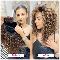 Dark Brown Curly Full Head Wig with Caramel Highlights