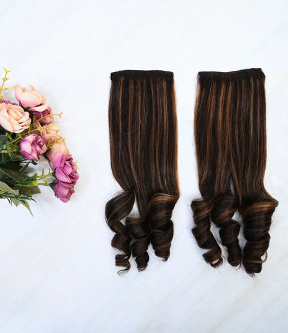 Set of 2 Natural Black with Caramel Highlights