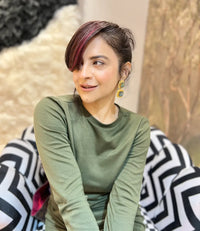 Thick Blunt Fringe with Red Highlights