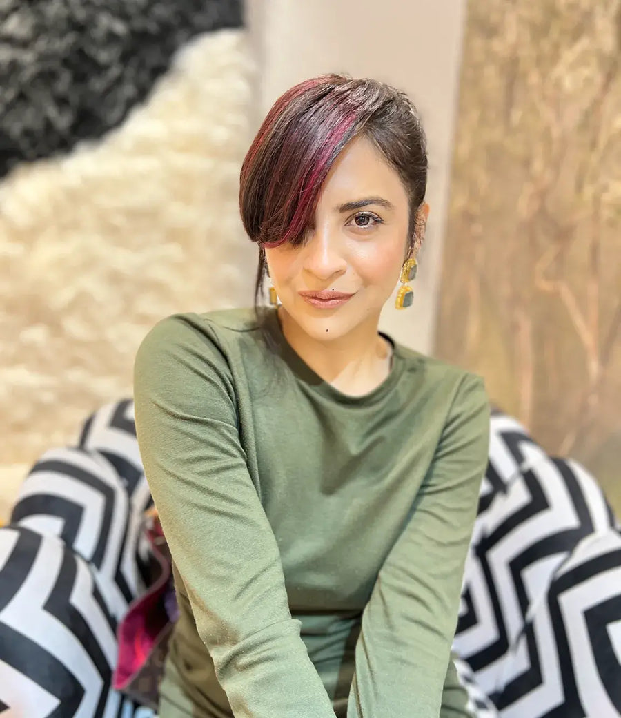 Thick Blunt Fringe with Red Highlights