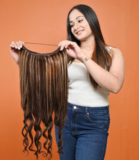 Halo Extension | Dark Brown with Golden Blonde Highlights - 100gms